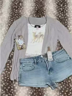 nighttime bonfire ootd :p #outfitinspo #ootd #cardigan #denimshorts #fawnprint 
