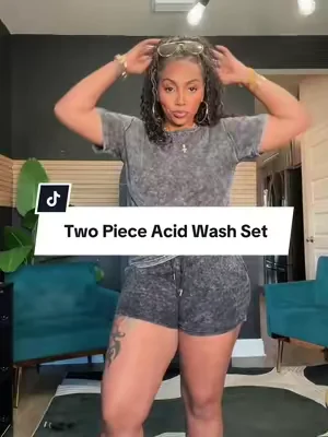 Acid Wash Two Piece Set #twopieceset #2pieceset #acidwash #twopieceoutfit #shortset @USBoutique Chic 