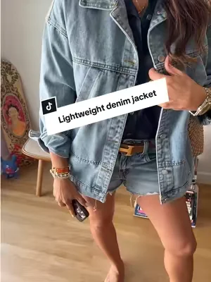 Mid length lightweight denim jacket is lightweight and super cute. #lightweightdenimjacket #denimjackets #denimjacketstyle #tiktokshopcreatorpicks #dealsforyoudays 