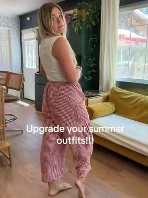 These gingham linen blend pants are the best way to stay cool and in style this summer ! #summervibes☀️ #dealsforyoudays #summerfashioninspo #gingham #summeressentials 