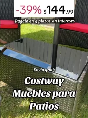 COSTWAY Patio Exterior Ratán Muebles, Juego de sofá de 2/3/4 piezas con cojines y mesa de centro, Sofá de dos plazas de mimbre moderno patentado #4thofjuly #oferta #verano #patio #paratiiiiiiiiiiiiiiiiiiiiiiiiiiiiiii 