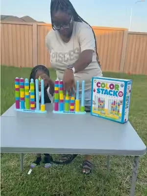 Safe to say… she wasn’t letting me win. 😂💛 #kidsactivities #familygames #toddleractivities #learningthroughplay #screenfreefun 