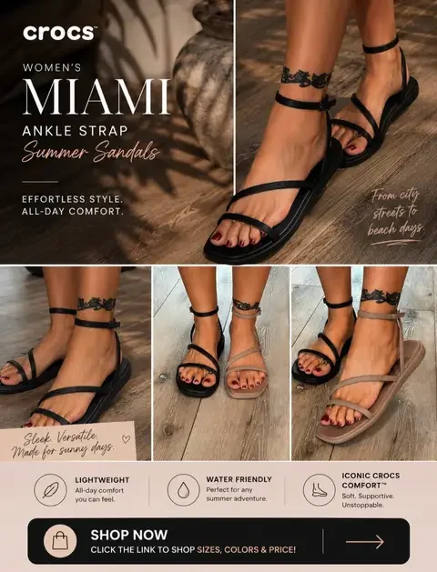 I love these!! Crocs Women's Miami Ankle Strap Summer Sandals #TiktokShopCreatorPicks #CrocsSuperBrandDay 