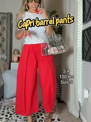 The perfect Barrel Capri pants you'll be wearing all summer long—and styling effortlessly into fall! 🍂✨ If you love an edgy yet chic look, these are a must-have wardrobe staple. Dress them up or down with sneakers, sandals, or ankle boots for endless outfit ideas. #BarrelPants #BarrelCapri #CapriPants #SummerStyle #FallFashion 