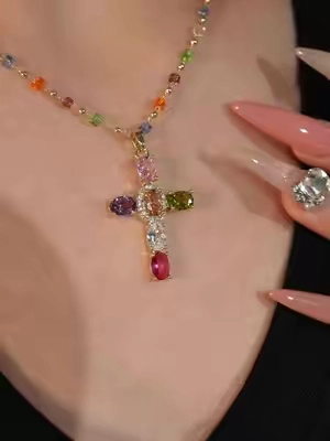 Love it!!! So gorgeous multicolor cross necklace ❤️✝️❤️#tewiky #fyp #summervibes☀️ #dealsforyoudays #Jesus 