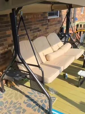 This porch swing turns any patio into the best seat in the house. Heavy-duty steel frame, comfortable cushions, weather-resistant design, and the perfect spot to relax with family or unwind after a long day. #PorchSwing #TikTokShopCreatorPicks #tiktokshopstockup #BigDreamsStartSmall #dealsforyoudays 