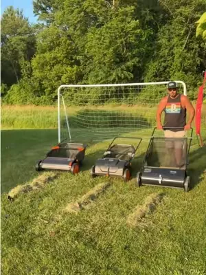 I literally had to buy 3 of these before I found the one that I liked the best. #lawnsweeper #vevorlawnsweeper #vevor #lawnequipment #yardcleanup @VEVOR Outdoor Store 