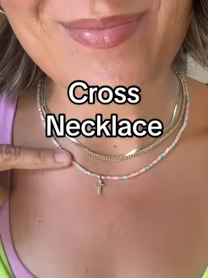 Love this dainty & colorful cross necklace! #summerjewelry #summeraccessories #crossnecklace #beadednecklace #dealsforyoudays 