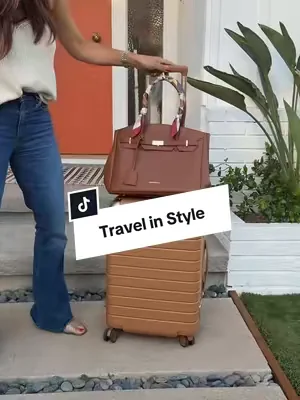 Travel in complete style! Two of my favorite pieces of travel are these! #dealsforyoudays #tiktokshopcreatorpicks #travelluggage #carryonluggage #leathercarryon 