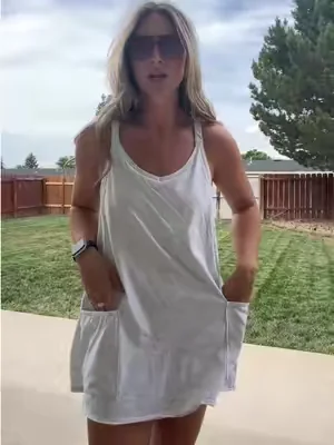 I am 5'5" and 135 lbs, I am wearing a size medium because the smalls I got all shrank way too short when I washed them (: #summerclothes #womensoutfits #minidress #dress #MomsofTikTok 