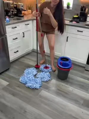 Microfiber Mop Pads with Brush - Removable Head Topwire Spin Mop Replacements, Machine Washable Accessory for Ocedar RinseClean 2-Tank System, Kitchen Hard Surface Scrubber##mop##cleaning