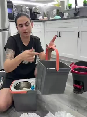 YASHE Spin Mop and Bucket with Wringing System - Foldable & Space-Saving Design, Durable Stainless Steel Wringing Basket, Built-in Detergent Bottle, 2 Reusable Microfiber Mop Heads##mop##cleaning##dealsforyoudays