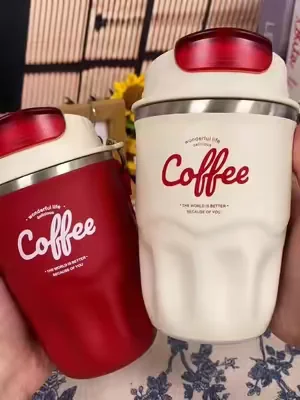 Portable Coffee Mug with Lid & Handle, Stainless Steel Insulated Water Bottle for Home Office Outdoor Camping, Travel Coffee Cups #mugs #insulatedwaterbottle #glasscoffeecup #leakproofcups #totebagwithcupholder 