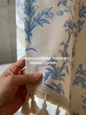 Finally Got Rid of the Plastic Shower Curtain 🙌 Replaced it with this floral tassel one. It’s softer, looks nicer, and has that cottage feel I wanted. No more weird smell or sticky plastic. Just a simple, good change.  #cottagecore   #floralcurtain #bathroomupgrade #showercurtain #dealsforyoudays 