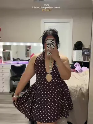 Obsessed is an understatement!  #OOTD#nightoutoutfit#polkadotdress#plussizeoutfits#dresses 