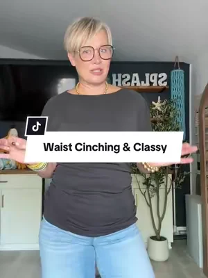 High quality at affordable prices! This waist cinching top has such a figure flattering cut and the material feels amazing on your skin! #tiktokshopcreatorpicks #dealsforyoudays #midsizefashion #over50style #classystyle 