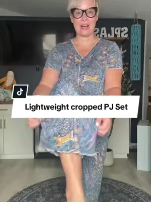 Sunday Brunch Pajamas are 10/10 so good! This lightweight pajama set with the cropped pants is perfect for hot sleepers!  #tiktokshopcreatorpicks #dealsforyoudays #midsizefashion #over50style #pajamaset 