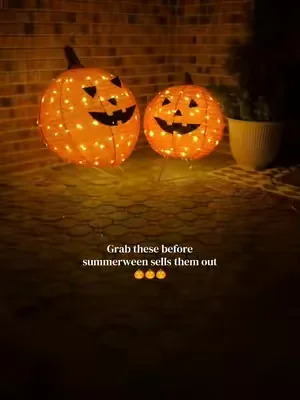 These pumpkins are such a cute fall & Halloween decor!! They sell out every year, so it's a good idea to grab them soon! #halloween #halloweendecor #pumpkindecor #falldecor #summerween 