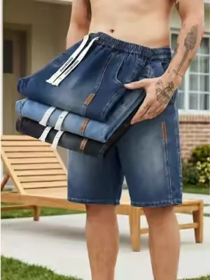 No more tight waist jeans shorts! Elastic waist straight denim shorts for guys#pants #mensfashion #comfystyle #jeansformen #jeansoutfit #jeanshorts 
