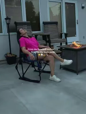The only folding rocking chair that takes you from the sports fields to the back patio to camping and at such a great limited deal 🏕️🪵 #foldingchair #rockingchair #sportsmom #campingchair #tiktokshopcreatorpicks 