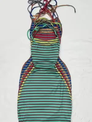 Own the moment. 💃🤍#TikTokSwimWeek#DealsForYouDays#stripedress #slimfitdress#halterdress