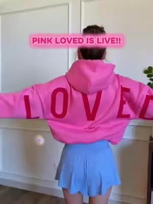 PINK LOVED IS LIVE!💕❤️ stay true to size for the perfect oversized fit🙌🏼 #christianhoodie #oversizedhoodie #christiantiktok #glohoodie #godsloveovercomes 