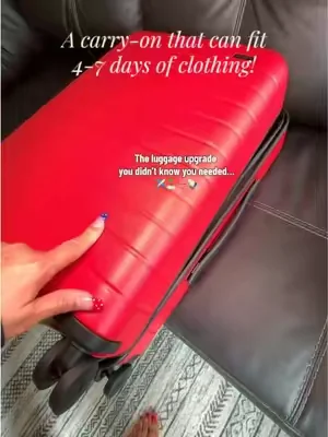 Finally, a carry-on that can fit more than 3 days worth of clothes! This Cherry Red color is gorgeous! 10/10 recommend! @Away Travel #awaybiggercarryon #carryonluggage #carryonbag #tiktokshopcreatorpicks 
