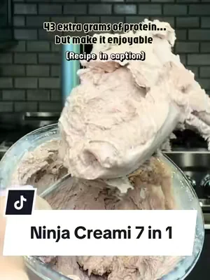 43g Protein Reese’s Chocolate Ninja Creami Ice Cream Ingredients * 1 cup Fair Life Chocolate milk * 1 Scoop Vanilla Premier Protein Powder * 1 tsp Vanilla instant pudding mix * 6 mini Reese’s PeanutButter Cups Instructions 1. Mix the milk, protein powder and pudding mix together and freeze overnight 2. Use the “Ice Cream” feature on the Ninja Creami  3. Add about 2 tablespoons of fairlife chocolate milk and “respin” on the Ninja Creami 4. Add peanut butter cups and push the “mix-in” on the Ninja Creami ENJOY!! #DealsForYouDays #SummerVibes #tiktokshopcreatorpicks #ninjacreami #protein  @Ninja Kitchen 