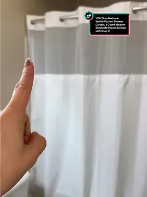 Envío gratis!!✅✨hermosas cortinas de baño Cortina de ducha YOU gris sin gancho con patrón de gofre, 1 cortina de baño simple moderna con juego de revestimiento a presión, revestimiento de cortina de ducha, decoración de baño, #curtain #showercurtains #homedecor #bathroom #shower 