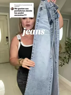 Respuesta a @cmda87  CHICME Women's  Allover Rhinestone Decor High Waist Zipper Fly Jeans Casual Wide Leg Loose Fit Denim Pants with Rhinestone Decor Belt Blue Bottom ##DealsForYouDays##SummerVibes##TikTokShopFinds##jeansoutfit##jeans