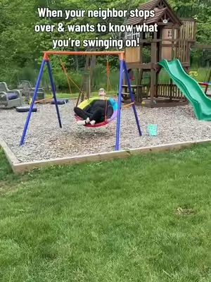 This saucer swing set is one of the best things in our backyard!!! Huge hit with all ages!  #giftsforkids #swings #saucerswing #swingset #swing 