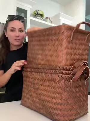 Spend 10 min now and you’ll be thanking yourself for years to come #storagehacks #wickerbasket #wicker #organizedhome #organizedcloset wicker storage tote set, totes with handles, wicker basket with handles 