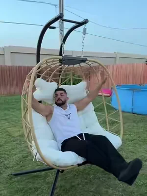 Double Egg Swing Chair with Stand- 600/700 Ibs Weight Capacity, Outdoor Indoor Wicker Rattan Hanging Egg Chair with Cushion, Porch Swing Patio Furniture. #patiodesign #sillasparapatio #tiktokshopcreatorpicks #DealsForYouDays #SummerWins 
