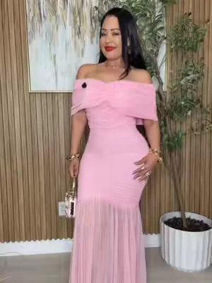 Vestido sirena elegante con cintura fruncida favorecedora.@ChicMe_official  #EveningDress #MermaidDress #WeddingGuest #PromDress #dealsforyoudays 