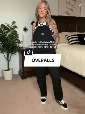 I’m 5’3” 135lbs wearing a small. Love that you can make them tighter or baggie for your preference. RUN DONT WALK BC THESE WONT LAST LONG! #vans #vansoffthewall #overalls #overallsoutfits #100percentcotton  