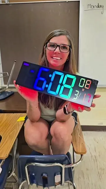Teachers, if you're tired of hearing, "What time is it?" all day long, this classroom clock might be one of the smartest upgrades you'll make this school year. The oversized display is easy to read from the back of the room, shows the time, day, date, and temperature, and plugs in so you don't have to worry about changing batteries. Perfect for classrooms, libraries, cafeterias, and homeschool spaces.#TeacherTok TeacherTok #classroommusthaves  #BackToSchool  #Teacher  #classroomorganization 