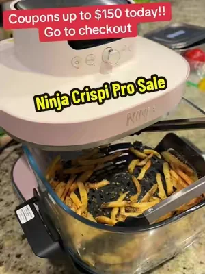 The ninja crispy pro is finally on sale! Go all the way to check out to check for coupon! This nontoxic air fryer is all glass and comes with two cooking vessels. Perfect for everything from whole chicken to french fries and chicken nuggets. It also has a bread proofing mode. #ninjacrispipro #ninjaairfryer #nontoxicairfryer #dealsforyoudays #airfryer @Ninja Kitchen 