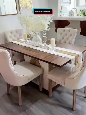 Mesa de comedor rectangular Tribesigns de 55 pulgadas para 4 a 6 personas; mesa de estilo rústico (farmhouse) de madera para cocina o comedor (sillas no incluidas); mobiliario moderno.#tiktokshopcreatorpicks #dealsforyoudays #mesa #diningtable #homedecor 