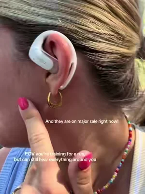 The safest way to run! Hearing everything around you is key, especially for women.  These Shokz headphones are the best out there. #su#summervibes☀️e#dealsforyoudaysh#shokzp#openearbuds