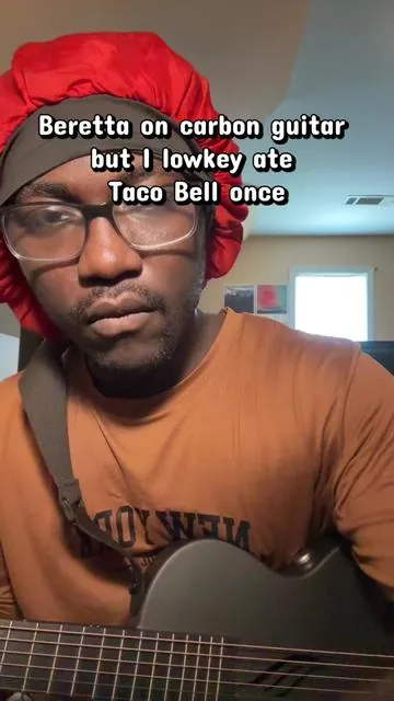 Beretta on carbon fiber guitar but I lowkey ate Taco Bell once I tried but this song is hard asf rip. And I apologize to anyone who can speak Spanish that hears my chopped cover 😭 #fyp #beretta #rango #guitar #trending