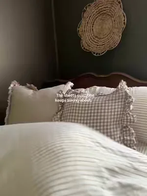 “These are the kind of sheets that make people think you spent way more than you actually did.” Beautiful stripe sheets #dealsforyoudays #bedsheets #bedding #sheets #summervibes 
