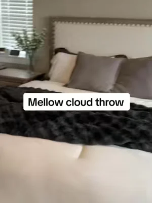 He doesn’t understand how I need the new color drop by mellow #mellow #mellowsleep #blanket #cozybedroom 