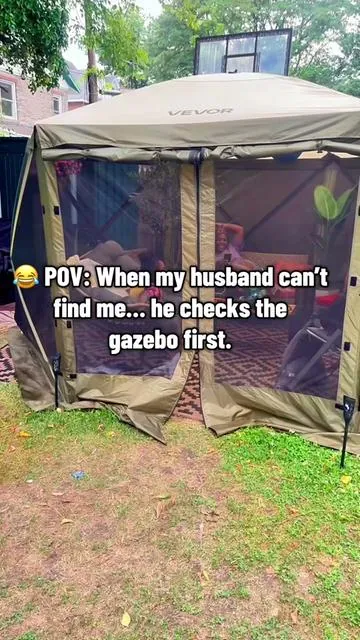 He knows where to look 😂 #popupgazebo #popuptent #outdooressentials #gazebo 