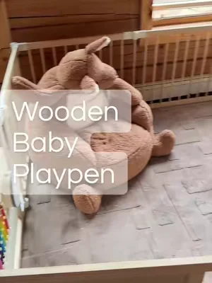 The second my baby started crawling, my kitchen was never the same. 😂 This playpen has saved my sanity.   #woodenplaypen  #babyplaypen  #crawlingbaby  #babyproofing  #dealsforyoudays 