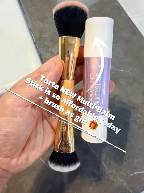 The NEW Tarte Multi Blush & Bronzer Stick is so creamy, pigmented, and blends in seconds! * It gives a natural sun-kissed glow, and the brush makes application even easier. Perfect for quick everyday makeup. Limited-time deal while it's available! #tarte #tartecosmetics #blush #bronzer #summeressentials 