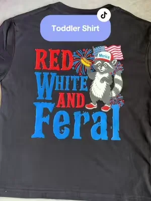 Too cute to stay clean! 🦝❤️ This “Red, White & Feral” tee is perfect for your little wild one all summer long. #DealsForYouDays #SummerWins #ToddlerStyle #KidsFashion #tiktokshop 