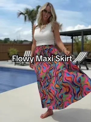 High waisted flowy maxi skirt.✨ Runs true to size and comes in multiple prints/colors💛 #maxiskirt #vacationoutfits #dealsforyoudays #summerstyle #affordablefashion @lepunuo_official 