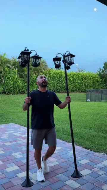 These Solar Post Lights tall and gives cosy vibes plus it came with all hardware #solarpostlight #solarlights #postlight #dealsforyoudays #ledlight 