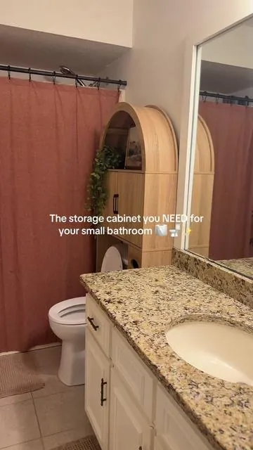 This is the perfect storage cabinet to go into your bathroom!! ✨ #smallbathroom #bathroomstorage #bathroomdecor #homedecor #hometok 