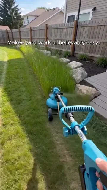 No need extra help for yard work!Light quiet grass trimmer with dual 21V batteries & spare blades.Limited time,grab yours below.#lawnmower #yardgoals #gardenhacks #womanpower 